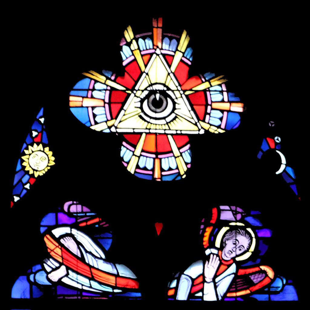 Allsehendes Auge, Gottvater (Vierpass linkes Chorfenster)